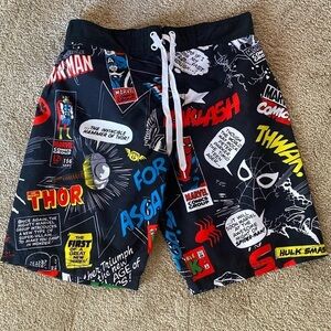 Marvel Swim Board Shorts Black Red Blue White Size SMALL